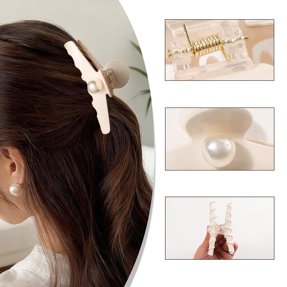 4.25" L Pearl Hair Claw Clips for Women Girls