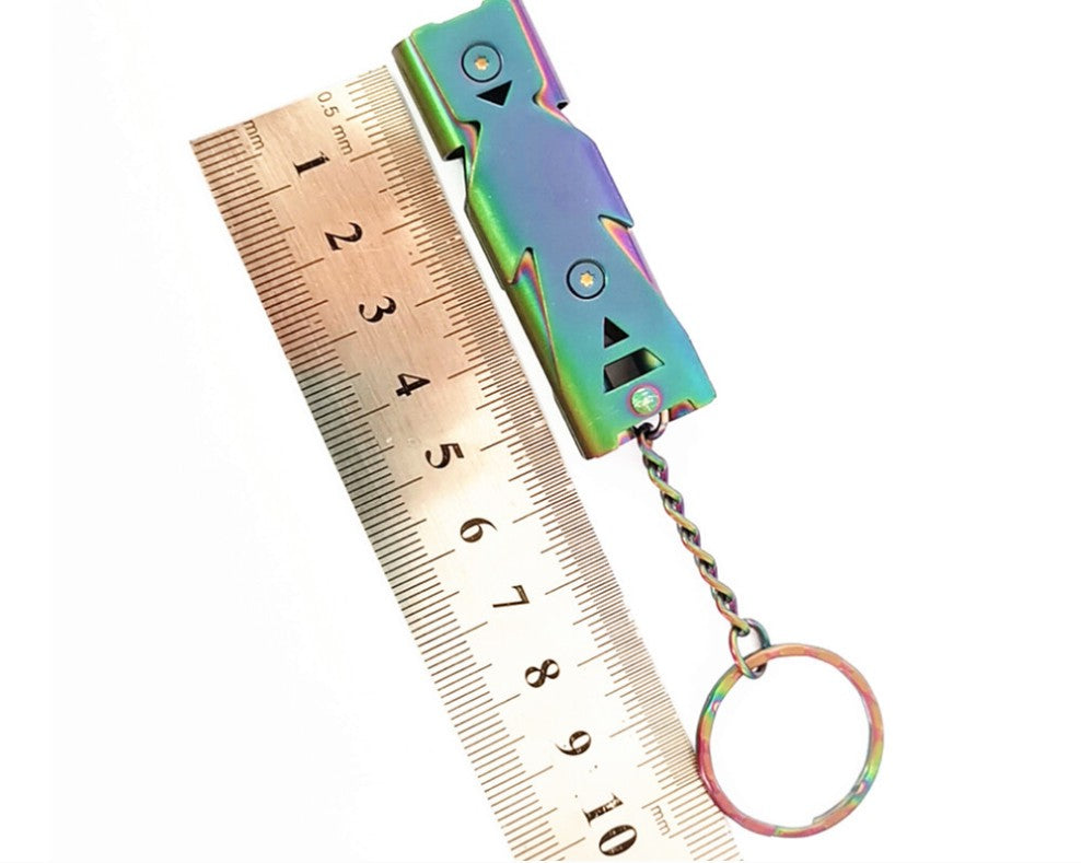 Dual Frequency Stainless Steel Whistle Keychain - High Decibel Emergency Survival Tool