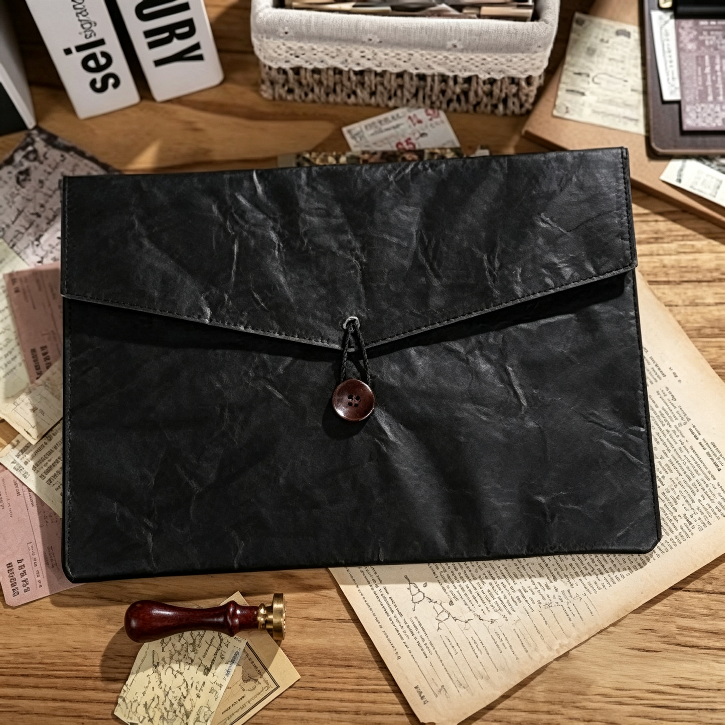 Oxford cloth 14" Envelope File Organiser Document Bags Laptop Bag W/ Rope Closure