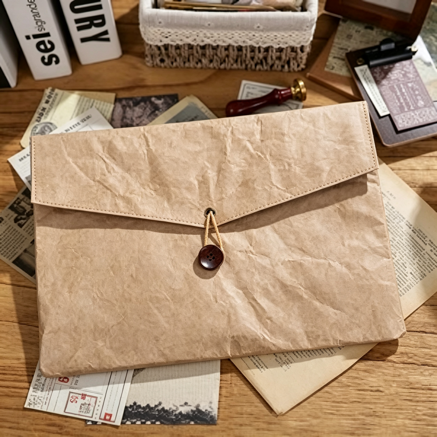 Oxford cloth 14" Envelope File Organiser Document Bags Laptop Bag W/ Rope Closure