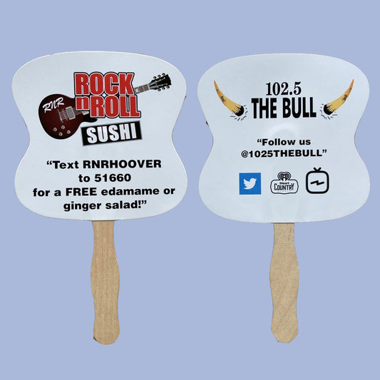 Custom Shape Paper Wedding Fan with Wood Handle