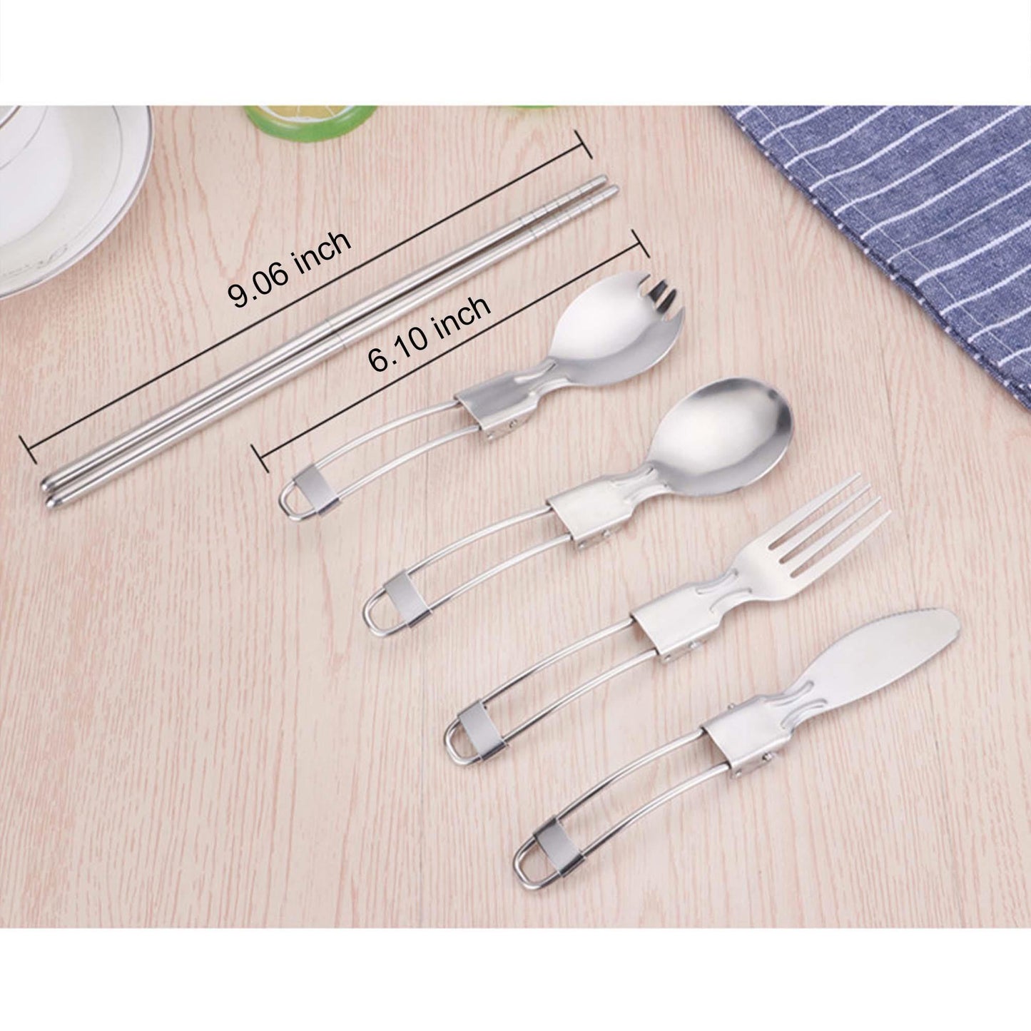 304 Stainless Steel Folding Cutlery Set 5 pieces