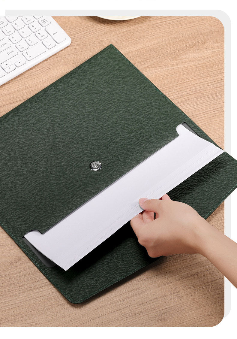 A4 Lichee Pattern Portfolio Envelope Case File Bags Document Holder with Snap Closure