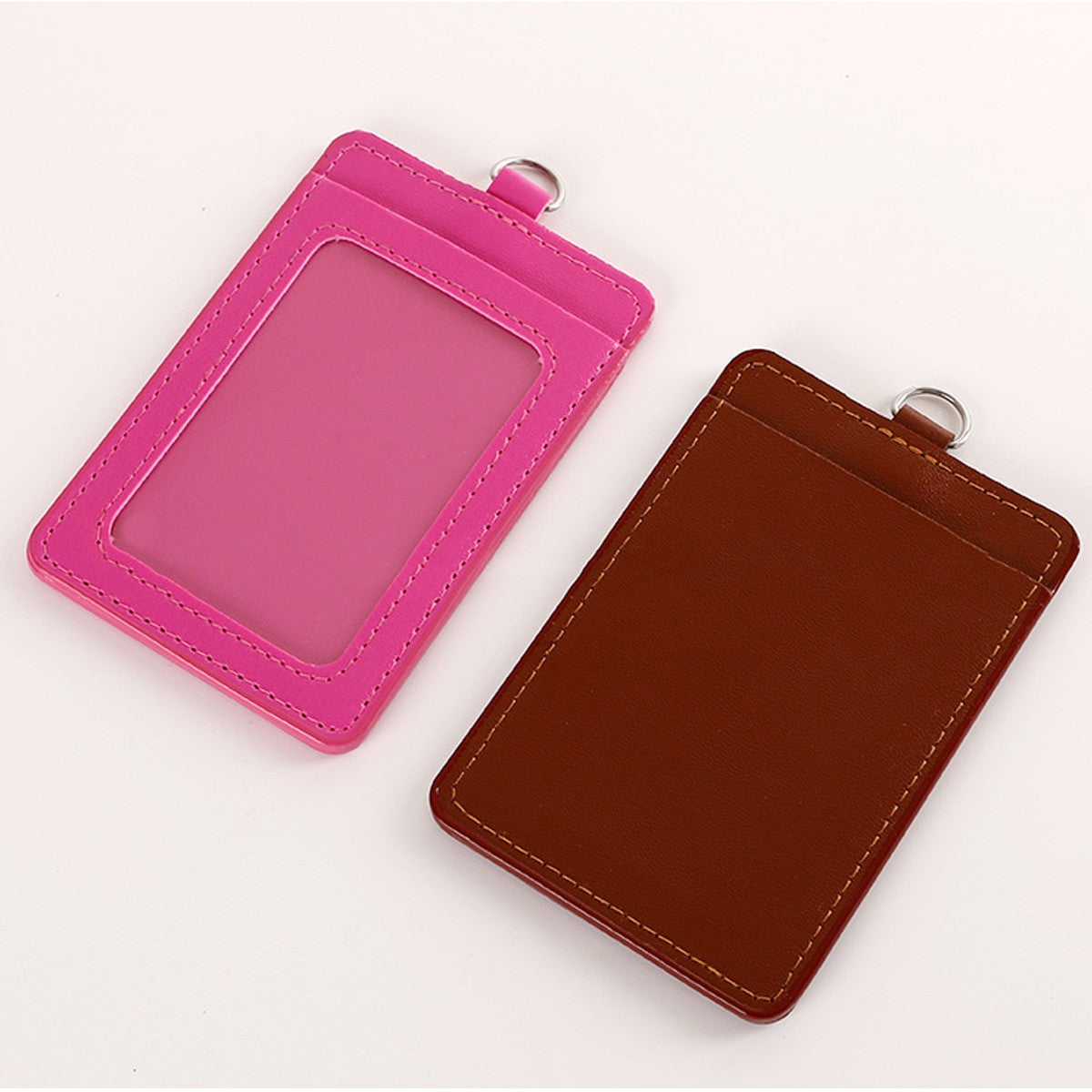 PU Leather ID Badge Card Holder With Lanyard