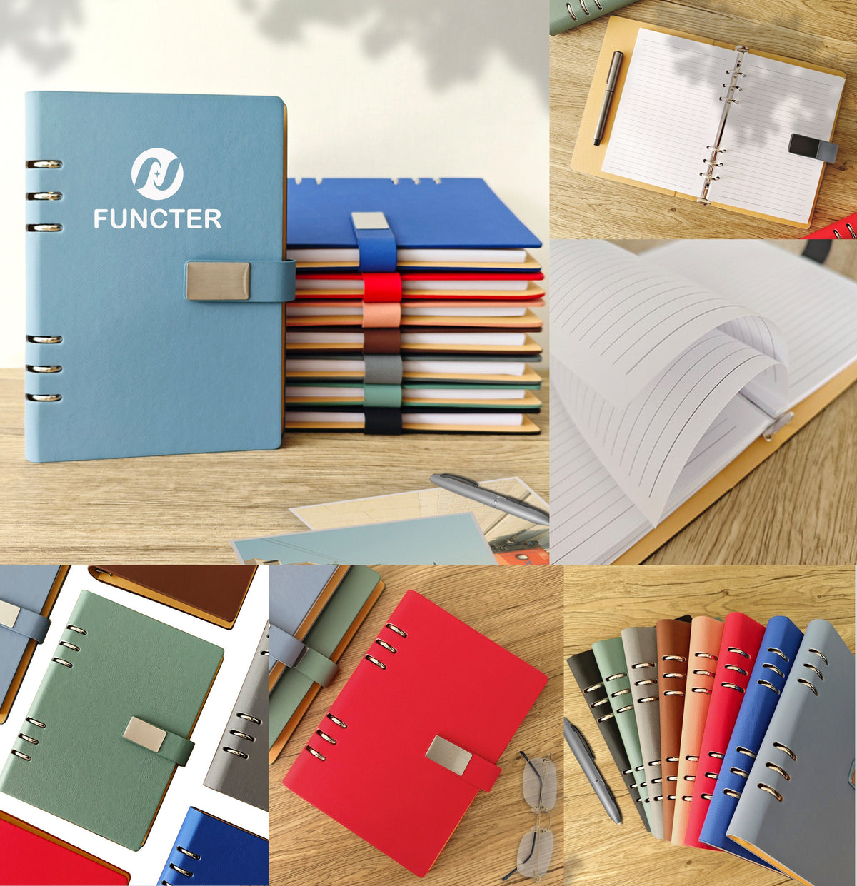 A5 PU Leather Binder Notebook W/Magnetic Closure