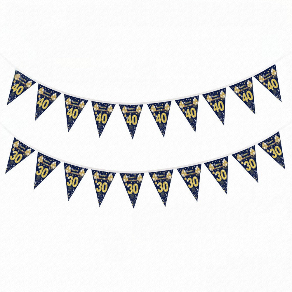 9.5' L Custom Full Color Both Sided Felt Pennant String Anniversary Celebration Flag