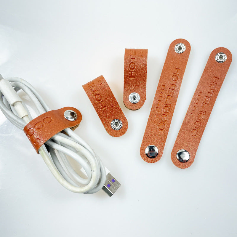 Portable PU Leather Charging Cable Organizer Multipurpose Electronic Product Cord Holder