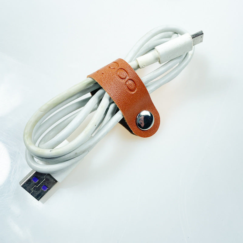 Portable PU Leather Charging Cable Organizer Multipurpose Electronic Product Cord Holder