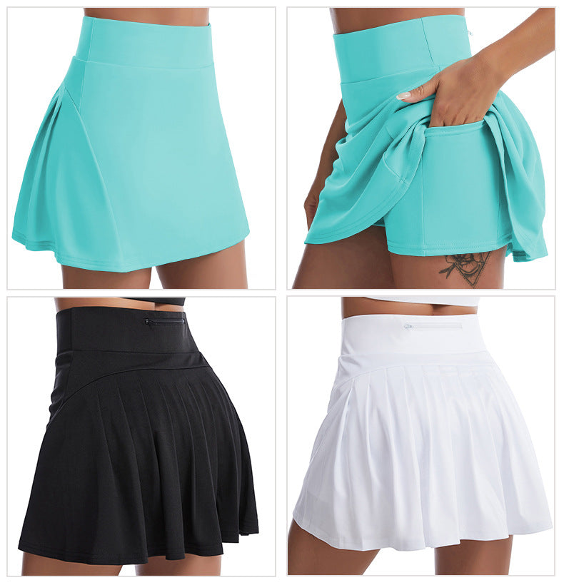 Women's Pleated High Waisted Tennis Golf Skort w/Pockets
