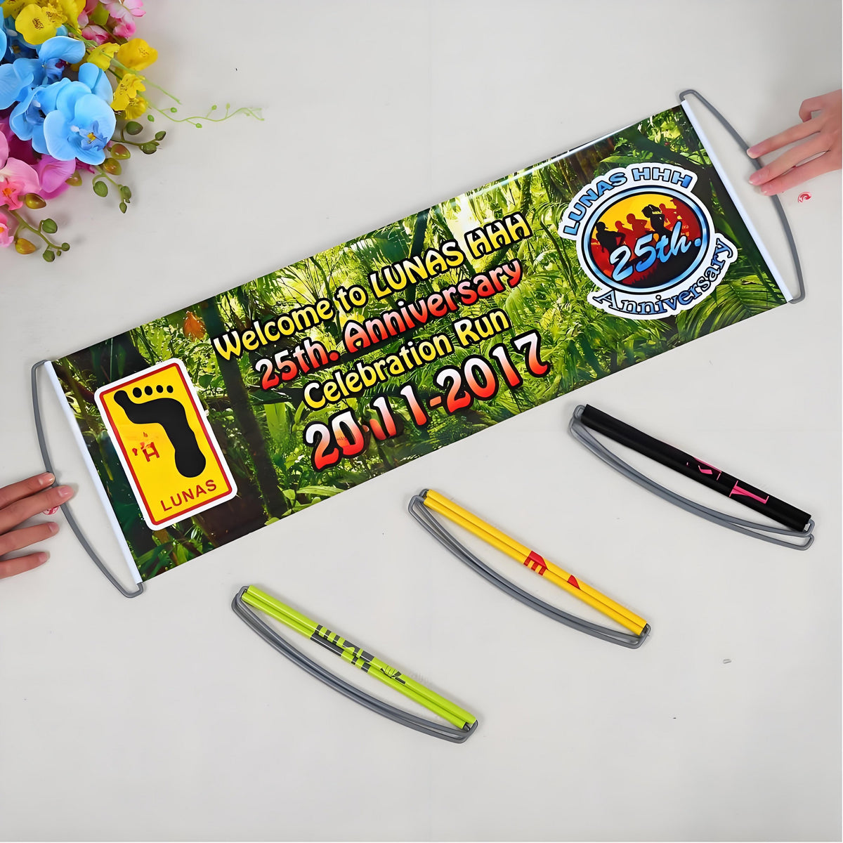 Custom 27" x 9.45" Reusable Retractable Roller Banner, Low Minimum