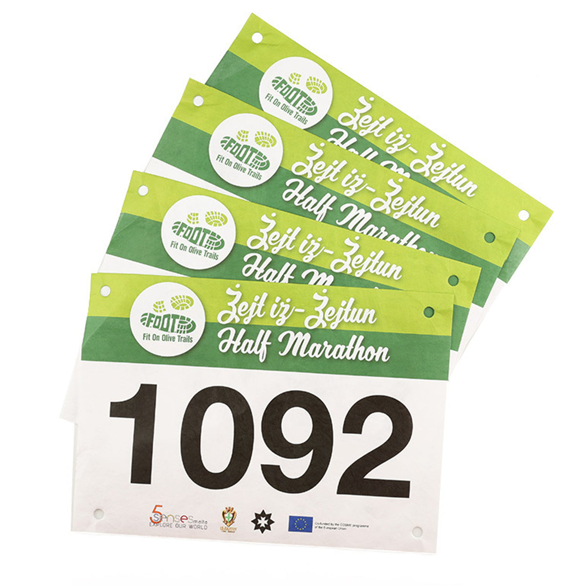 Custom 9.5" x 7.1" Waterproof Paper Running Race Bib for Marathon with Safety Pins