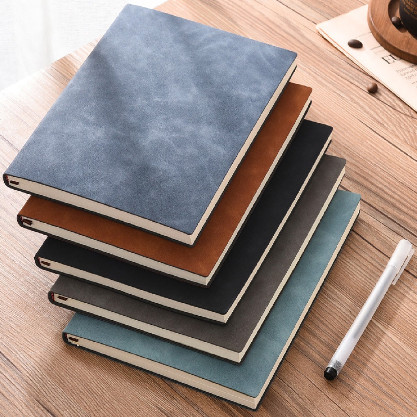 A5 Soft Leatherette Bound Journal Writing Notebook Executive Notebook Meeting Journal