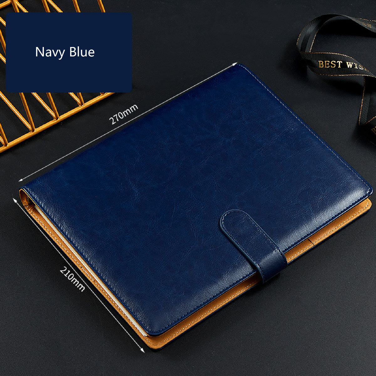 B5 PU Cover Rings Binder Notebook Ruled Lined Journal with Clasp, Card Holder, Pen Holder