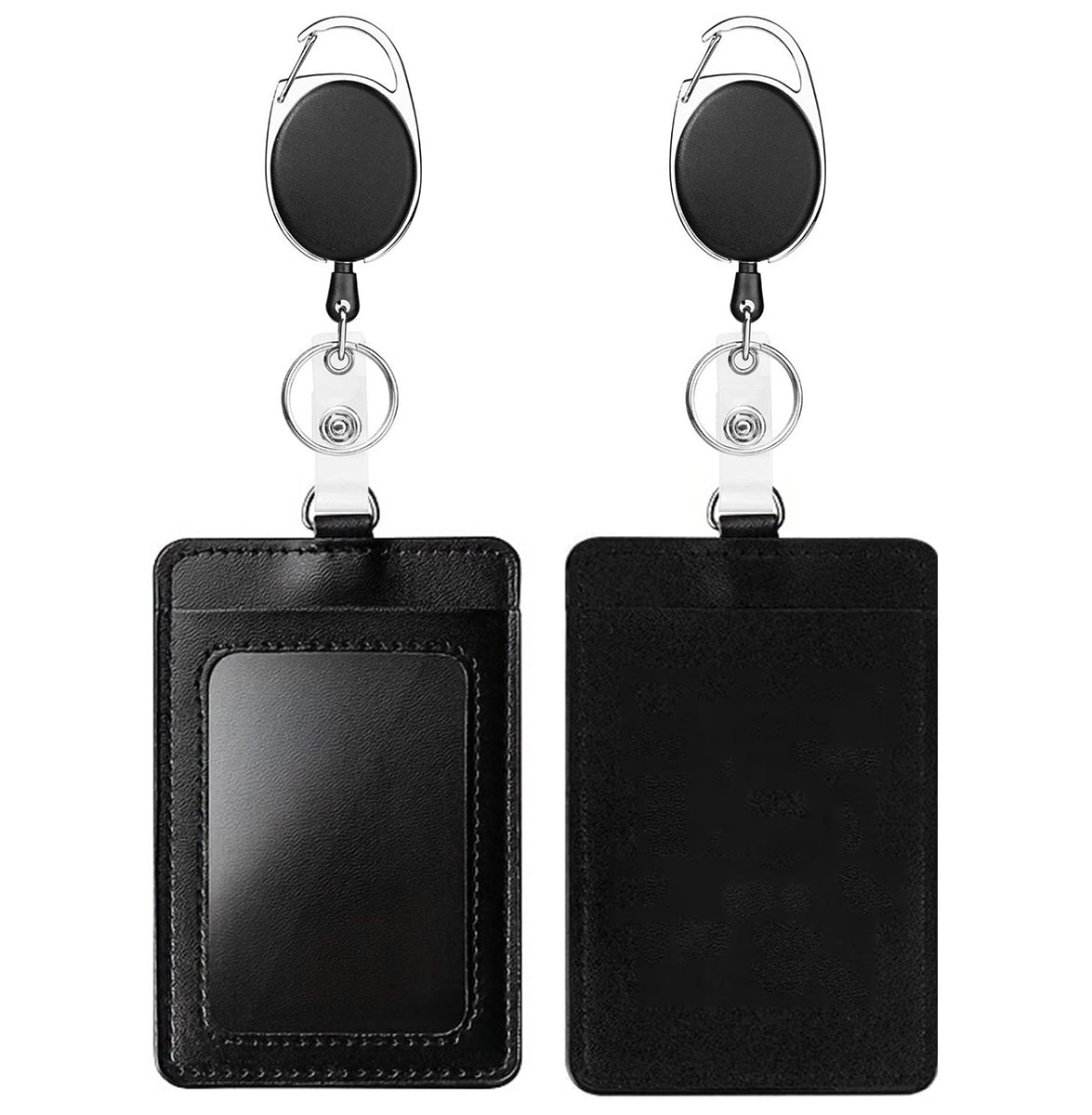 PU Leather Badge Holder With Heavy Duty Retractable Badge Reel