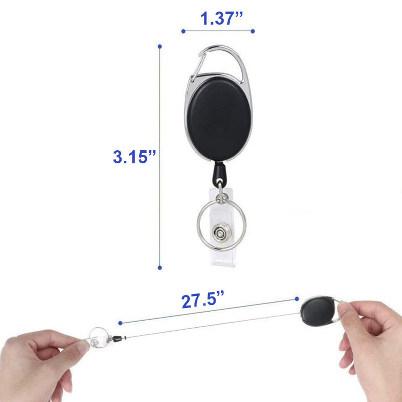 PU Leather Badge Holder With Heavy Duty Retractable Badge Reel