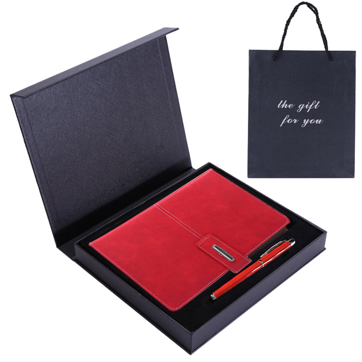 Business Notebook A5 Notepad Imitation Leather PU Office Diary Signature Pen Set Gift Box