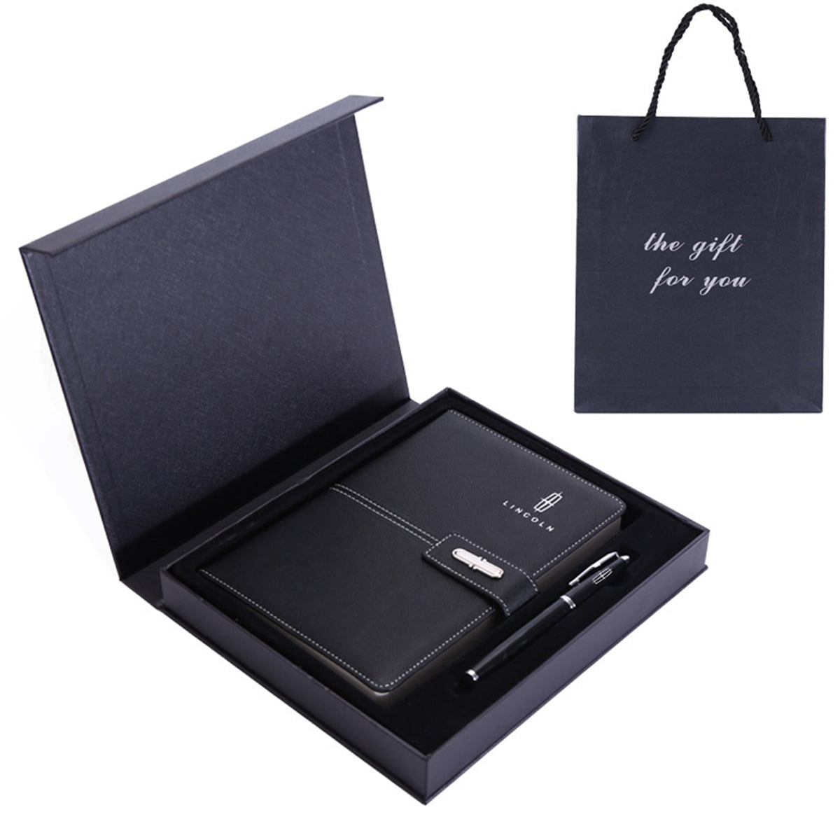 Business Notebook A5 Notepad Imitation Leather PU Office Diary Signature Pen Set Gift Box