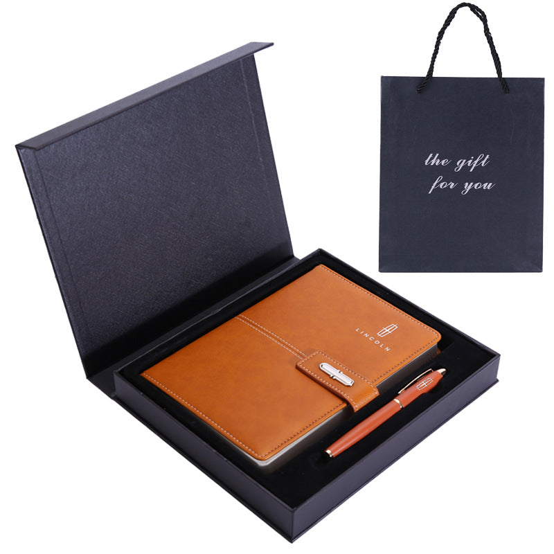 Business Notebook A5 Notepad Imitation Leather PU Office Diary Signature Pen Set Gift Box