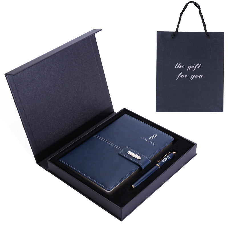 Business Notebook A5 Notepad Imitation Leather PU Office Diary Signature Pen Set Gift Box