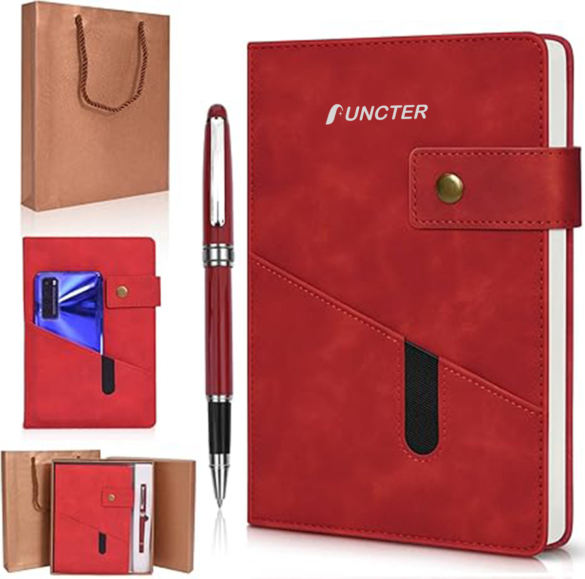 A5 Lined Leather Journal Notebook,Personalized Hardcover Journal Set with Pen & Gift Box