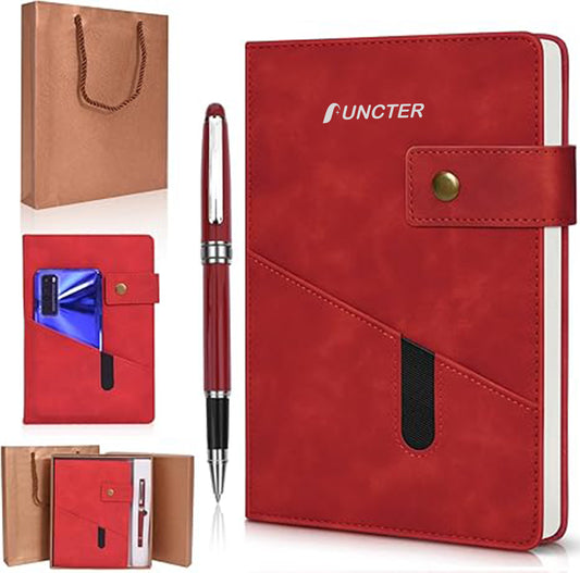 A5 Lined Leather Journal Notebook,Personalized Hardcover Journal Set with Pen & Gift Box