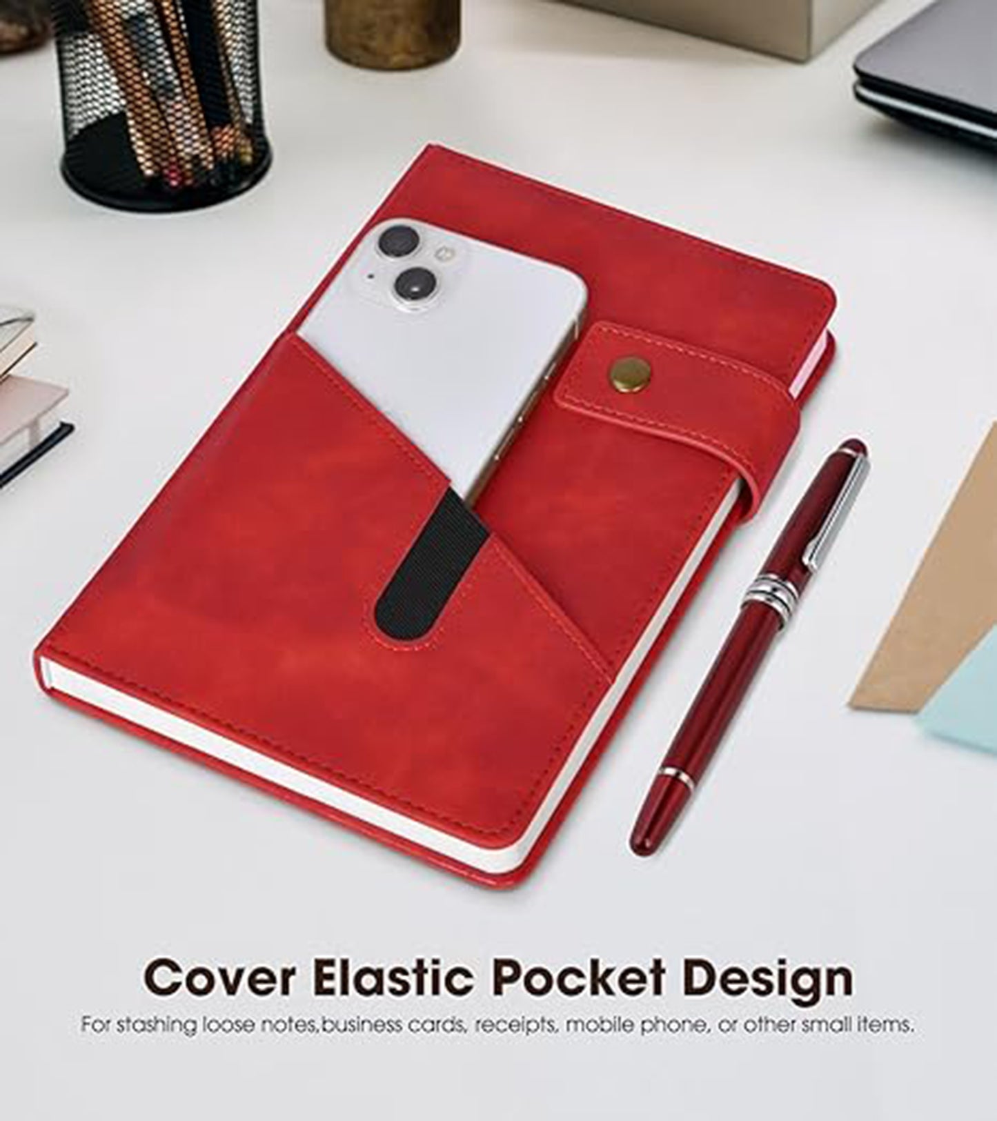 A5 Lined Leather Journal Notebook,Personalized Hardcover Journal Set with Pen & Gift Box
