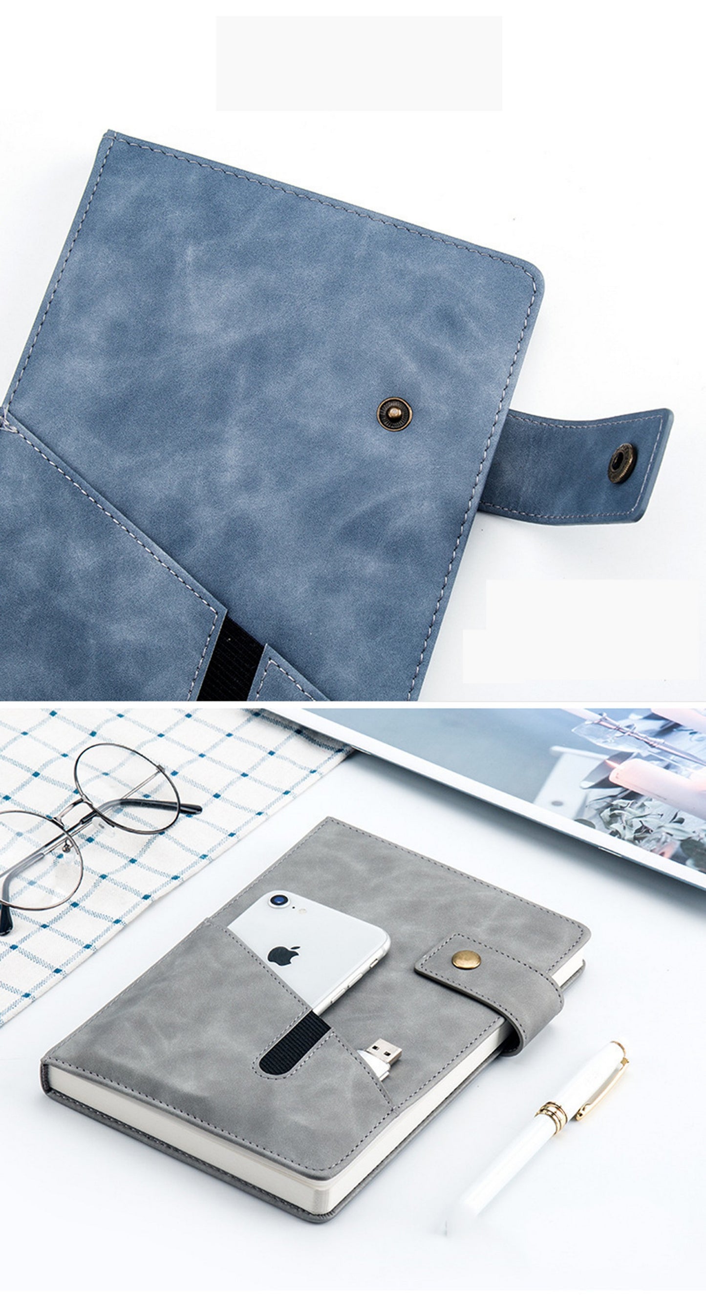 A5 Lined Leather Journal Notebook,Personalized Hardcover Journal Set with Pen & Gift Box