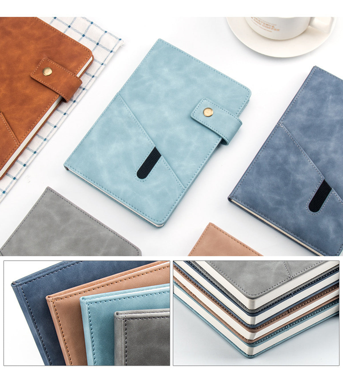 A5 Lined Leather Journal Notebook,Personalized Hardcover Journal Set with Pen & Gift Box