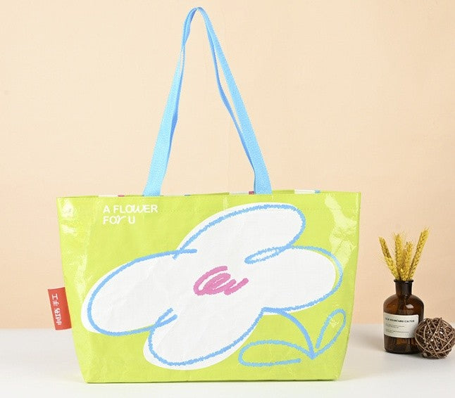 Laminated Heathered Woven PP Shopping Tote Bag 21 x 14 x 6"