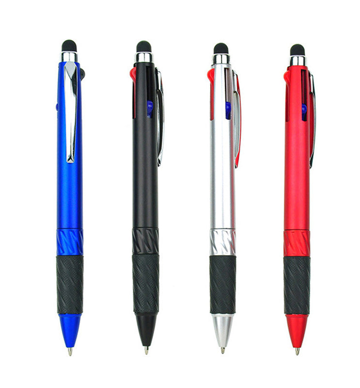 Glittering Metal Rod 3-Color Touch Screen Ballpoint Pen