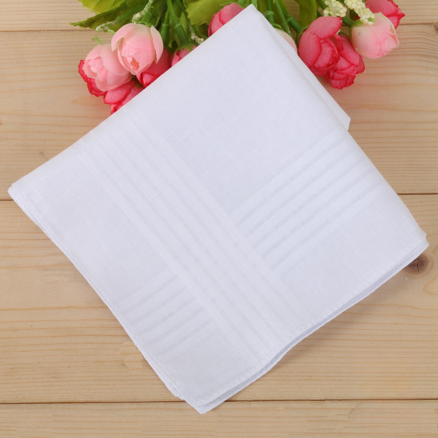 15.7" White Cotton Handkerchief Square Hanky