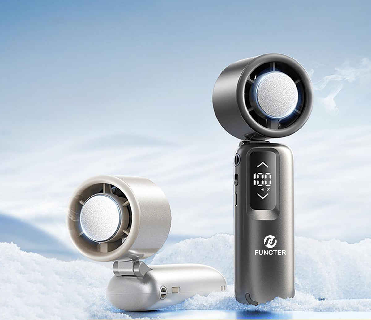 Freezy Personal Fan Refrigeration Fan Handheld Fan W/ 1-100 Stepless Adjusting & Battery Status