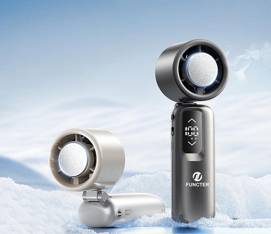 Freezy Personal Fan Refrigeration Fan Handheld Fan W/ 1-100 Stepless Adjusting & Battery Status