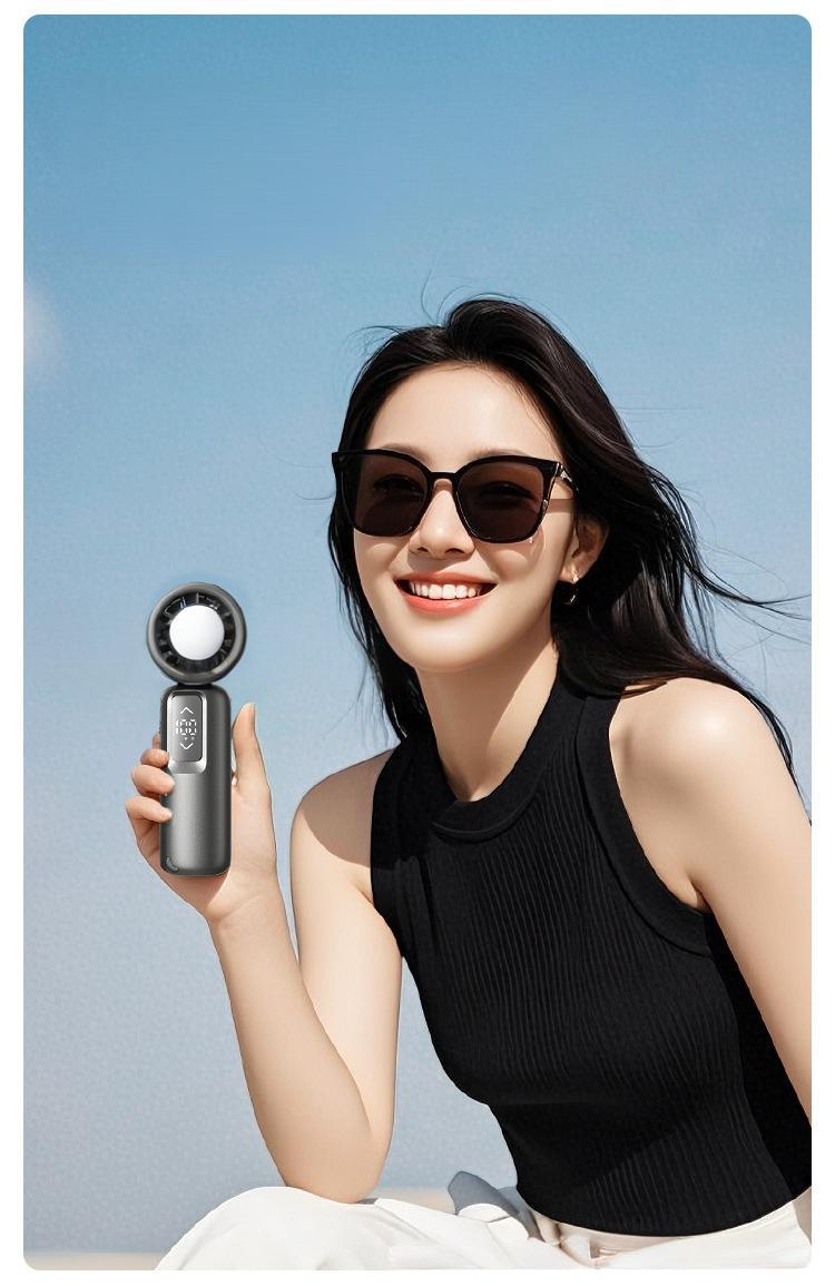 Freezy Personal Fan Refrigeration Fan Handheld Fan W/ 1-100 Stepless Adjusting & Battery Status
