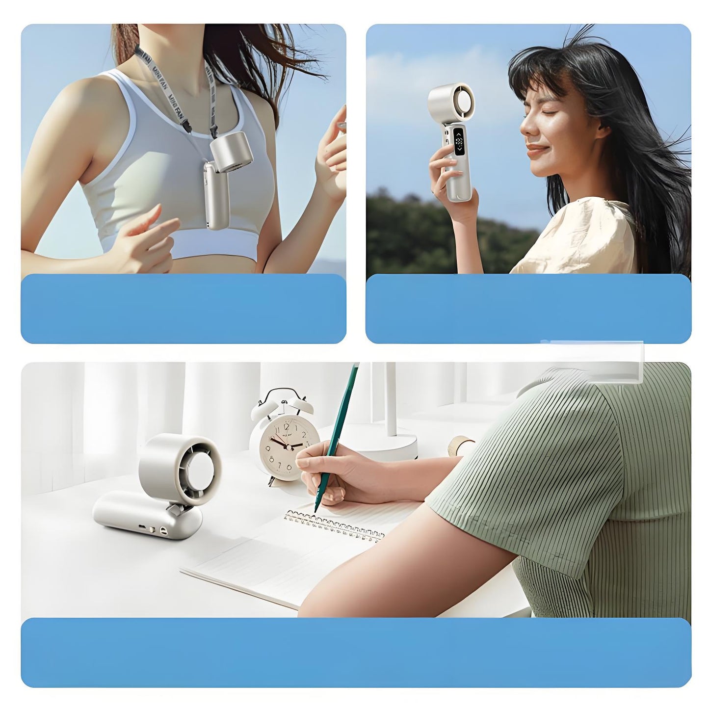 Freezy Personal Fan Refrigeration Fan Handheld Fan W/ 1-100 Stepless Adjusting & Battery Status