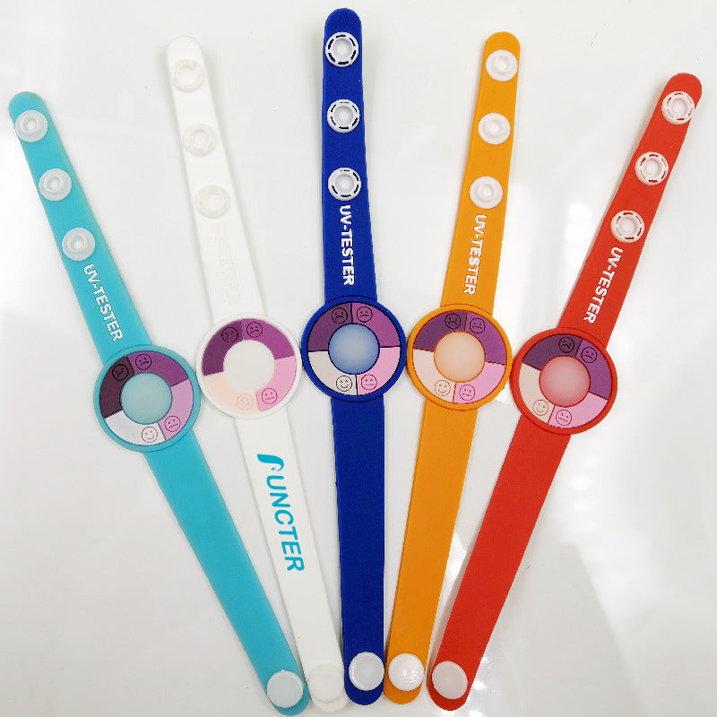 Customizable UV Test Wristband, PVC UV Sensitive Color Changing Bracelet
