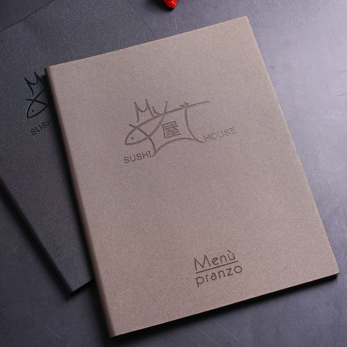 Fully Customized PU Leather Menu Cover W/Plastic Insert