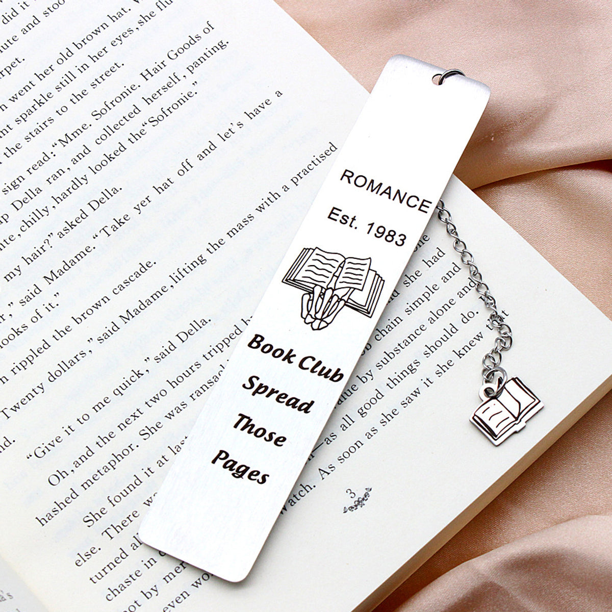 Reading Club Stainless Steel Bookmarks Creative Text Metal Bookmarks W/ Book Shape Tassel