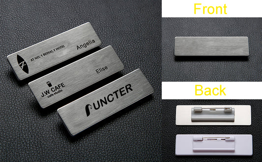 Professional Aluminum Alloy Name Tags Nameplate Badge with Safety Pin #4