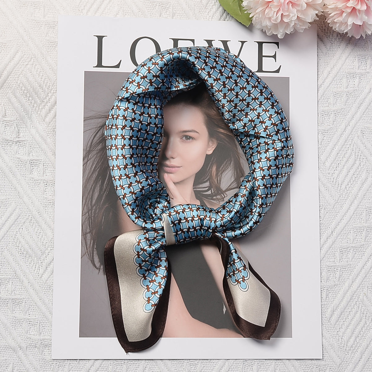 Custom 21" x 21" 100% Mulberry Silk Square Scarf Silk Satin Headband