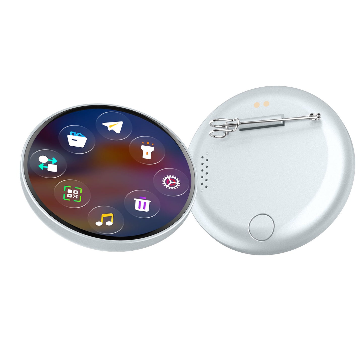 1.85" Round Shape Smart Digital Badge Pin with LED Screen Rechargeable Interactive E-Badge