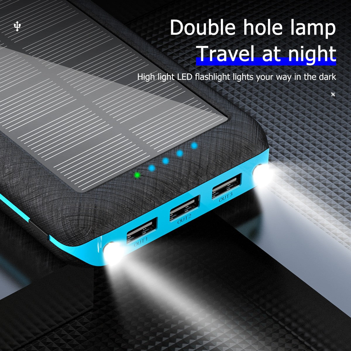 20000 mAh Solar Charger & Wireless Power Bank W/ LED Light