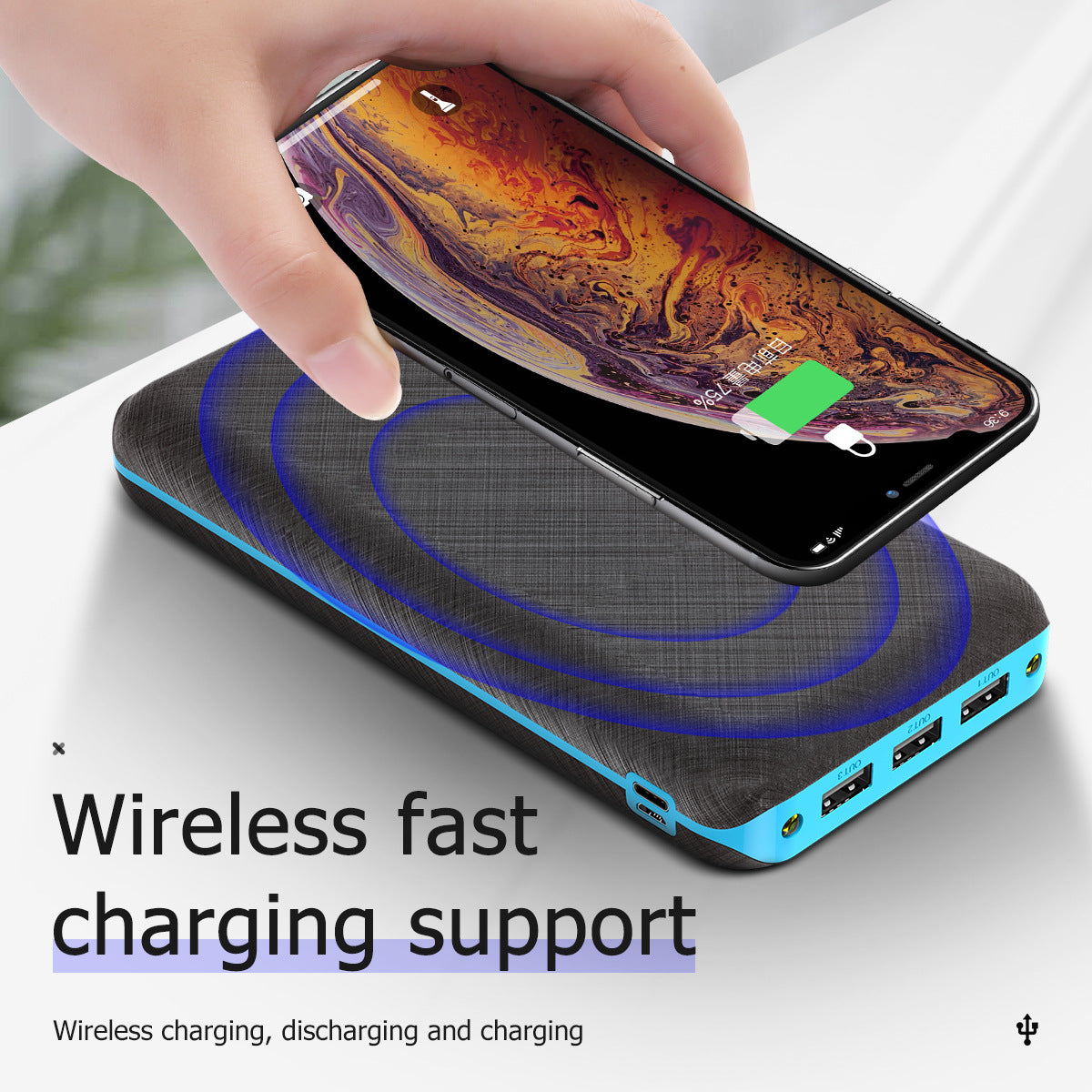 20000 mAh Solar Charger & Wireless Power Bank W/ LED Light