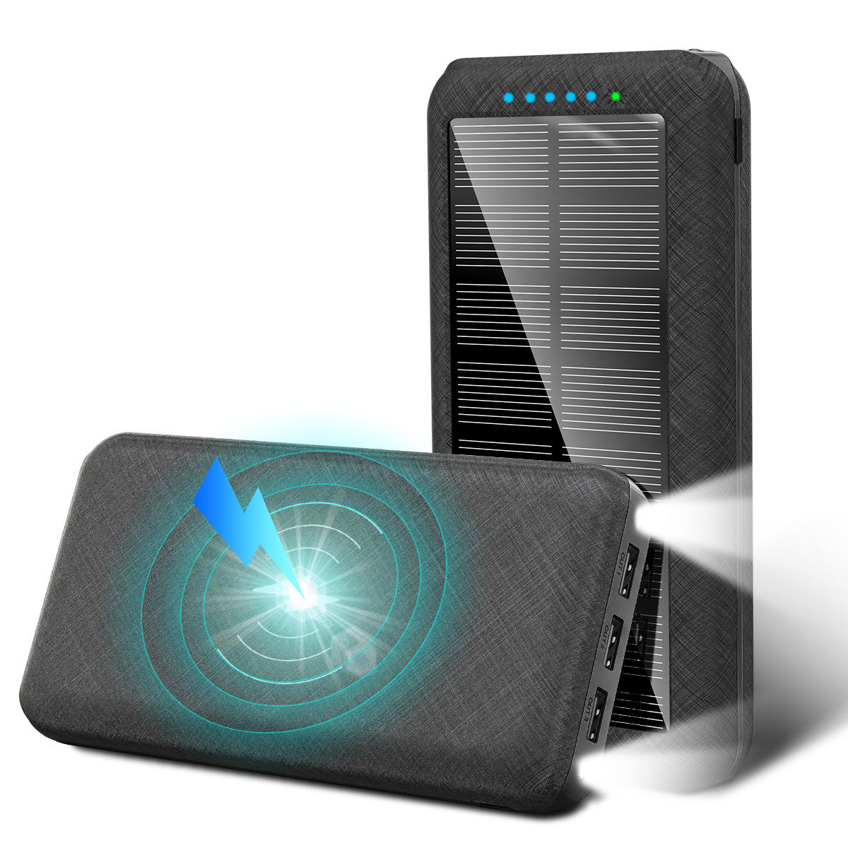 20000 mAh Solar Charger & Wireless Power Bank W/ LED Light
