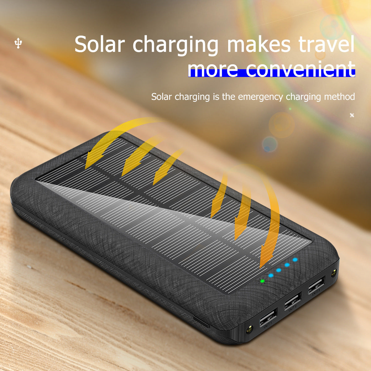 20000 mAh Solar Charger & Wireless Power Bank W/ LED Light