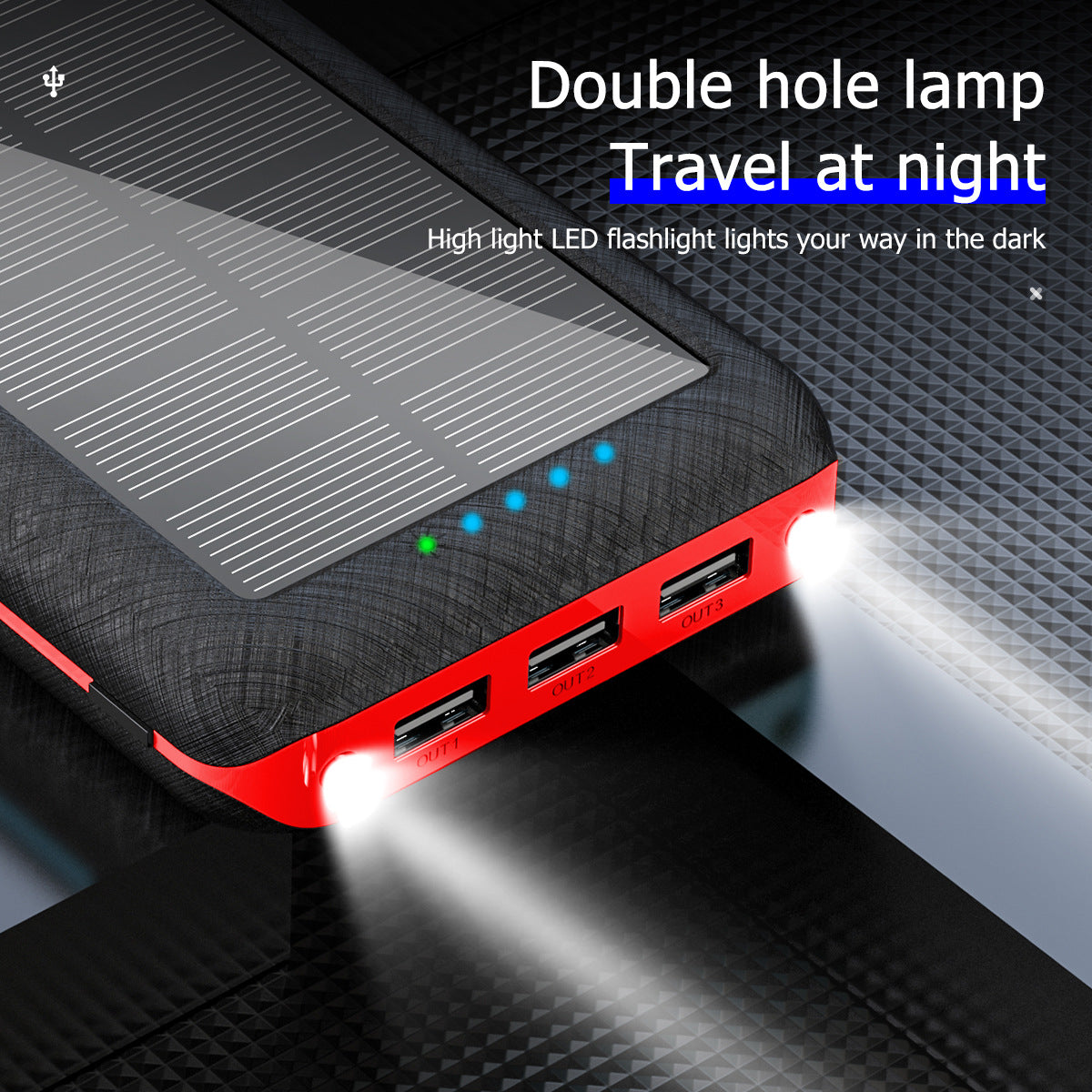 20000 mAh Solar Charger & Wireless Power Bank W/ LED Light