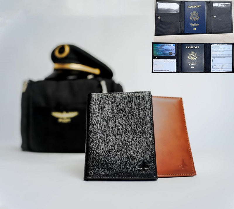 Genuine Leather Passport Wallet/Pilot Document Holder