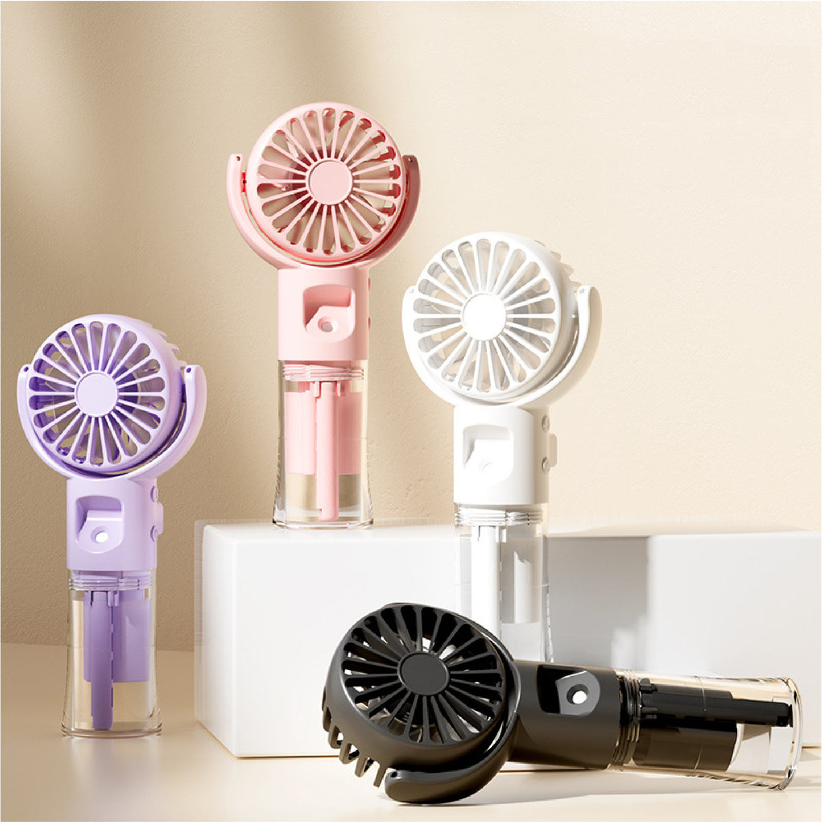 Portable Hand held Misting Fan, Small Personal USB Rechargeable Battery Spray Fan W/Water Tank