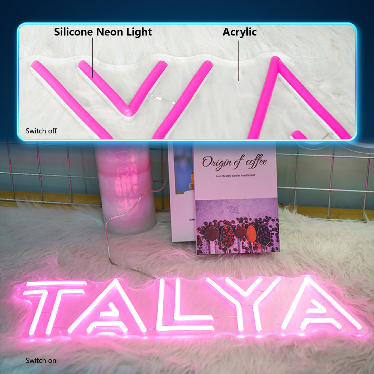 12" Neon Sign Custom Shaped LED Night Club Sign LED Glow Sign Custom Pattern - 3 Colors