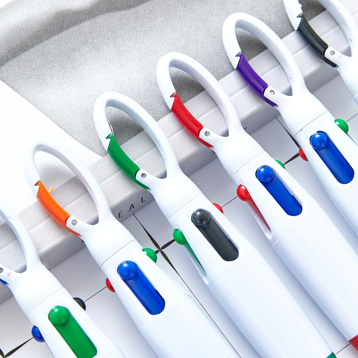 4-Color Original Retractable Ballpoint Pen w/Carabiner